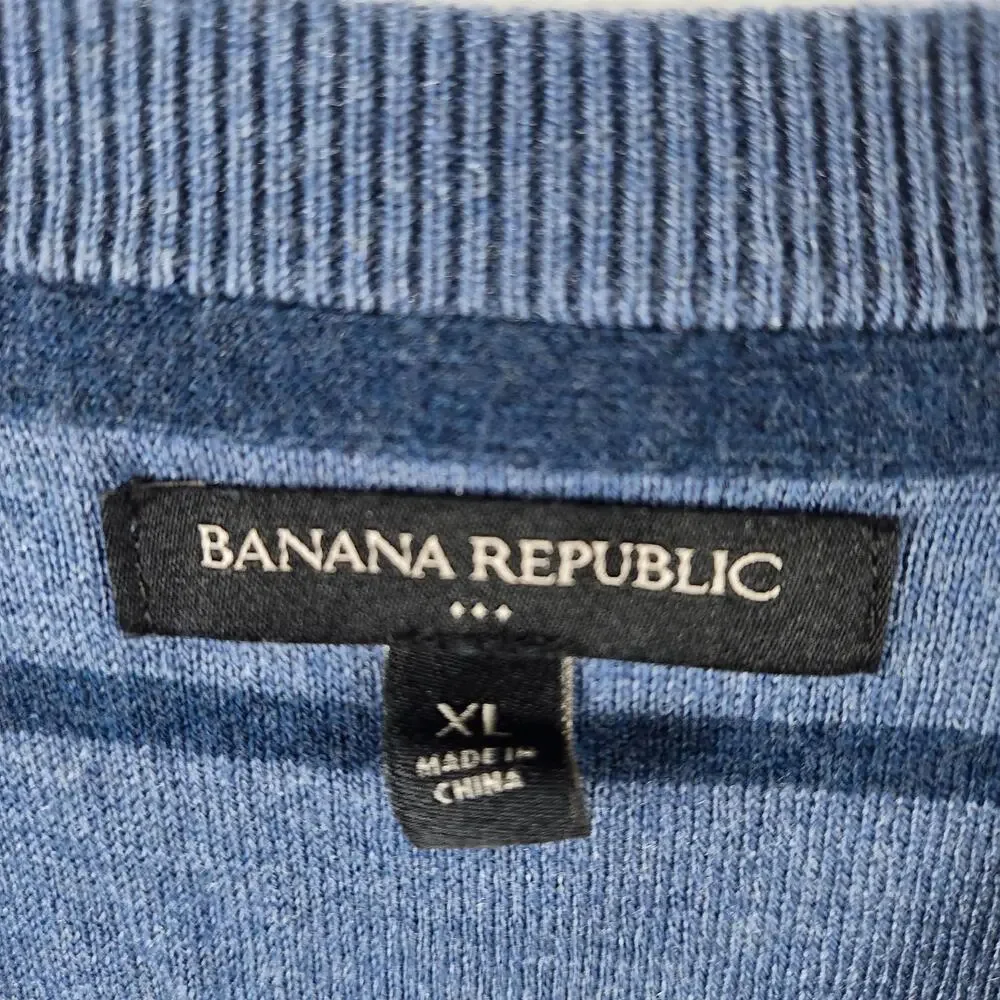 Banana Republic XL Vtg Blue Striped Lightweight Sweater Cotton‎ Nylon Blend